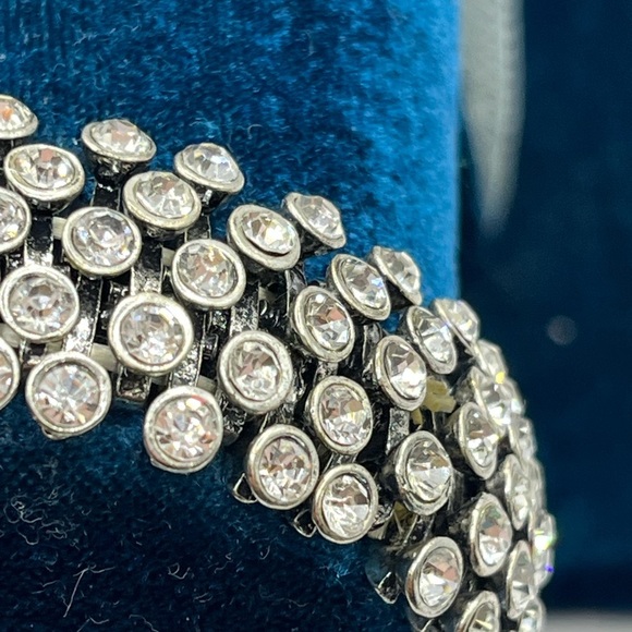 Vintage Silver and Rhinestone Bracelet - Picture 4 of 12